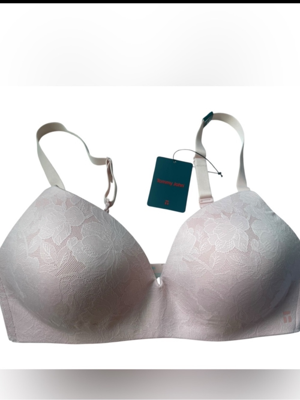 Tommy John Second Skin Lightly Lined Wireless Lace Bra Peach Skin Pink Sz 36DD